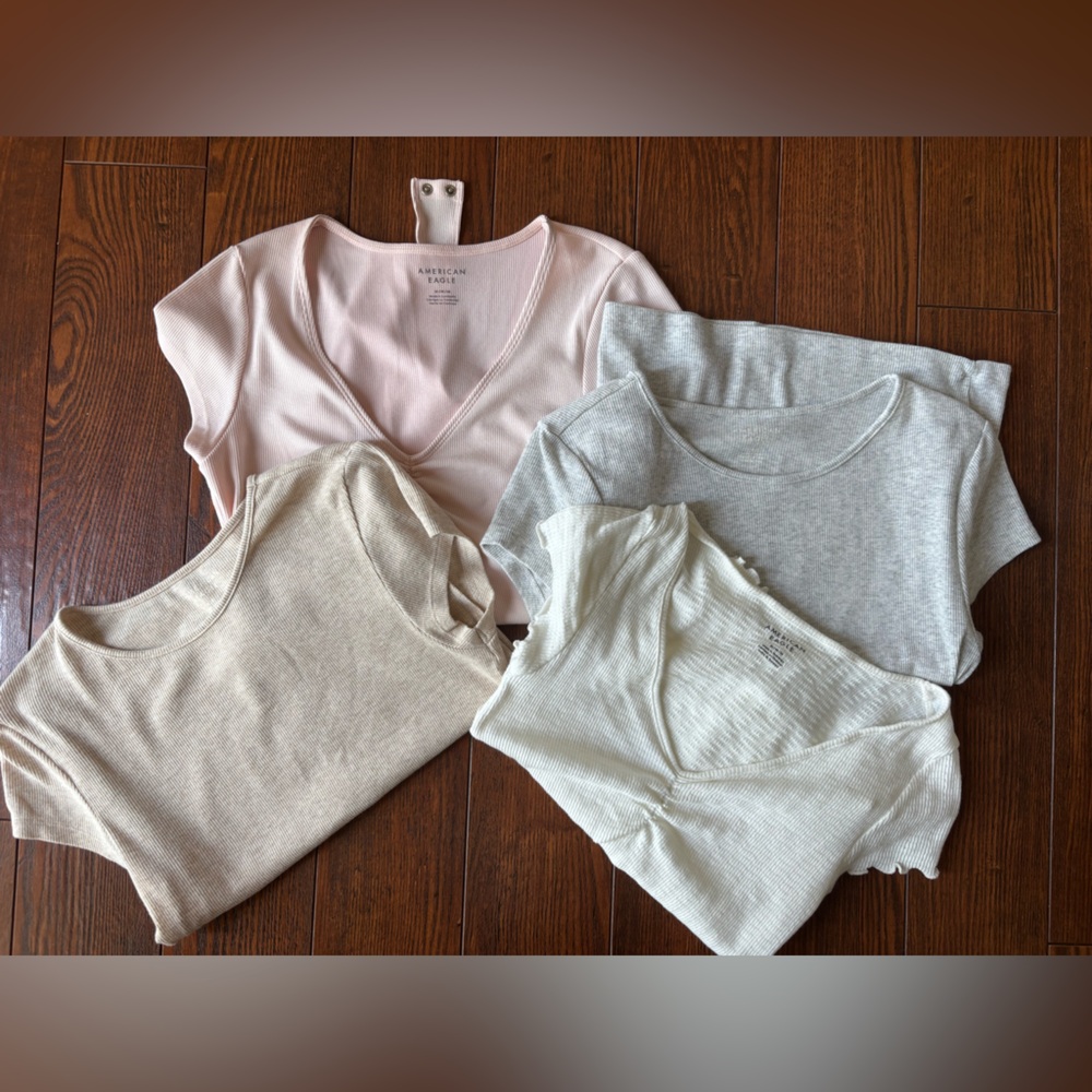 4 American Eagle Outfitters Ribbed Scoop Neck Tank Light Beige/Cream tops NWOT